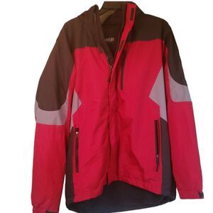 Men’s Outdoor Life Insulated Hooded Jacket – Red/Black, Size L, Winter Essential